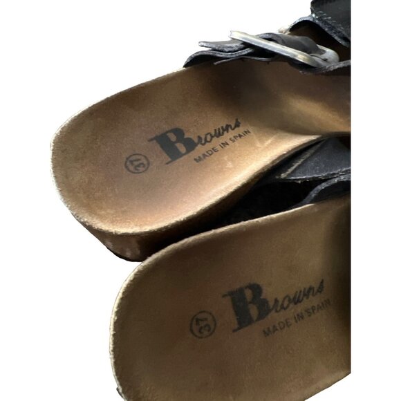 Browns Womens Black Leather Strap Comfort Wedge Sandals Size 6 - Picture 6 of 7